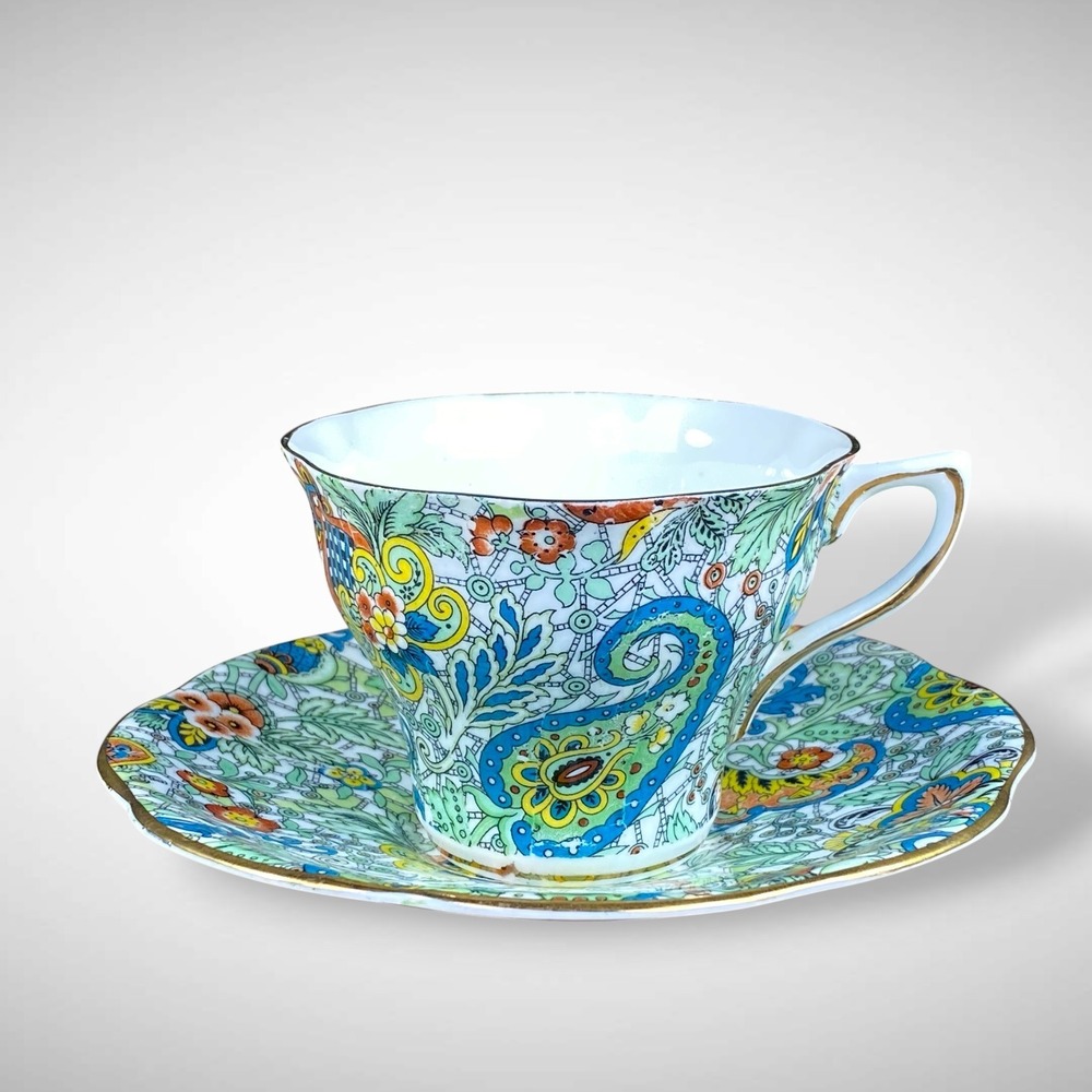 Rosina Paisley Teacup Saucer Bone China Chintz England 1950s